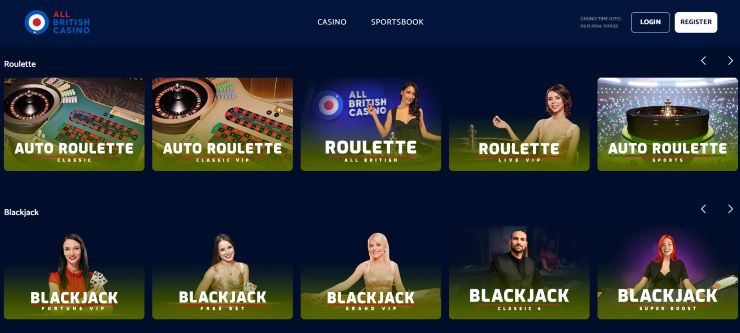 All British Casino Live Dealer Games