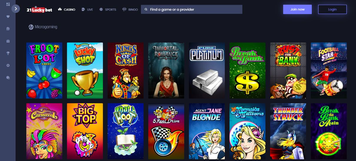 21LuckyBet Microgaming Games