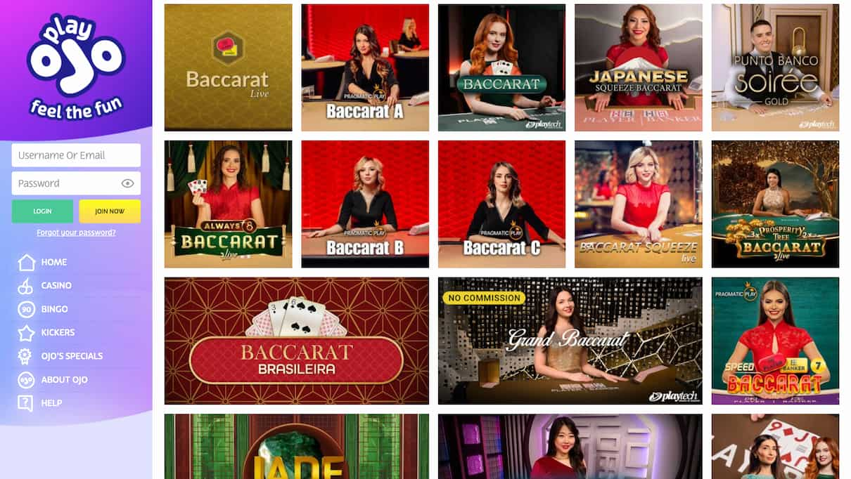 PlayOJO Baccarat Online Casino UK