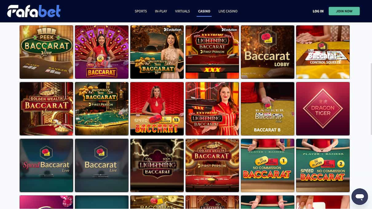 Fafabet Baccarat Online Casino UK