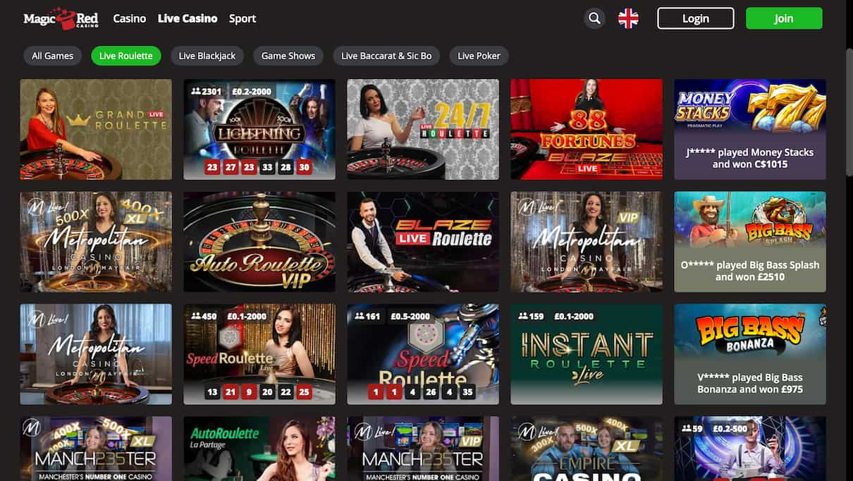 MagicRed Best Live Roulette Online Casino