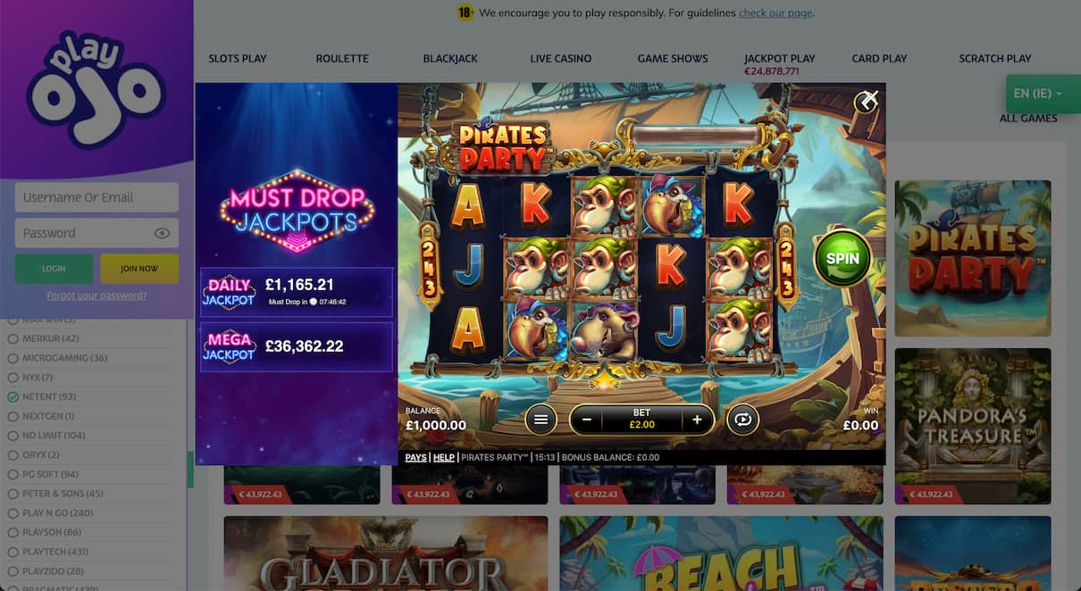 NetEnt Online Casino Slot at PlayOJO