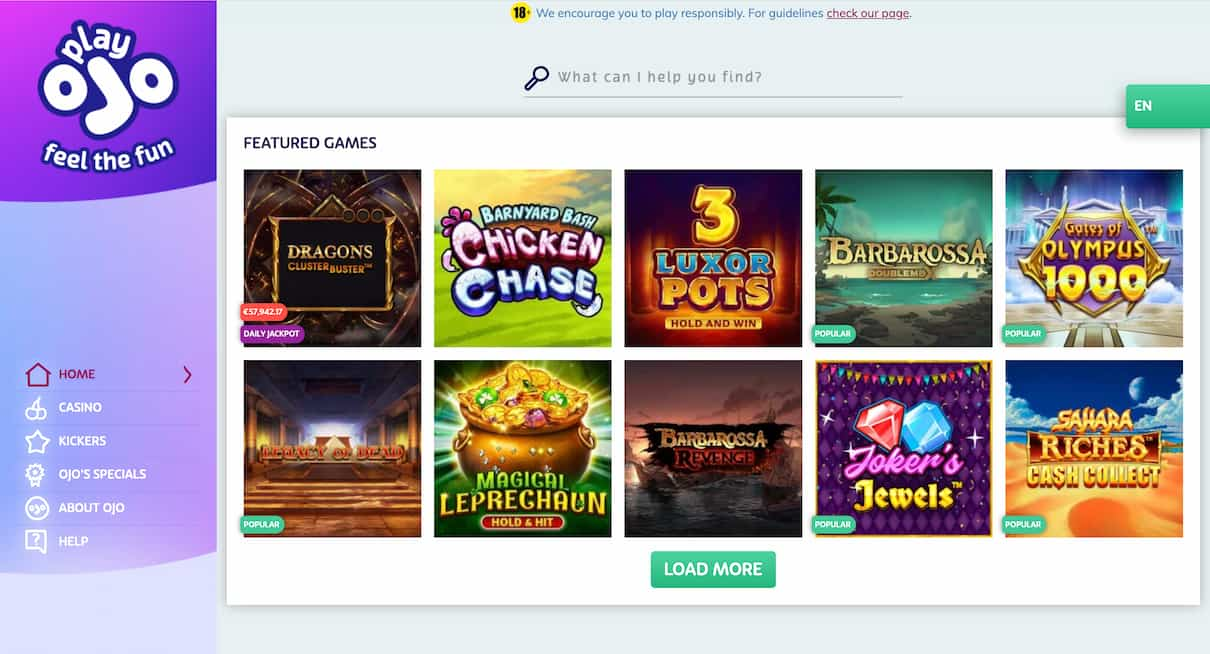 PlayOJO £10 deposit casino